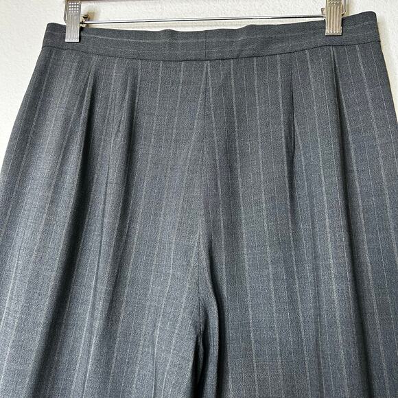 Max Mara Pants Wool Trousers Size 10 Gray Beige Pinstripes Designer Career - Picture 5 of 7